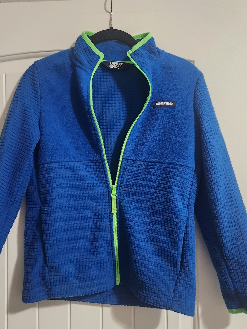 Lands' End Kids' Blue Fleece Jacket with Green Trim
